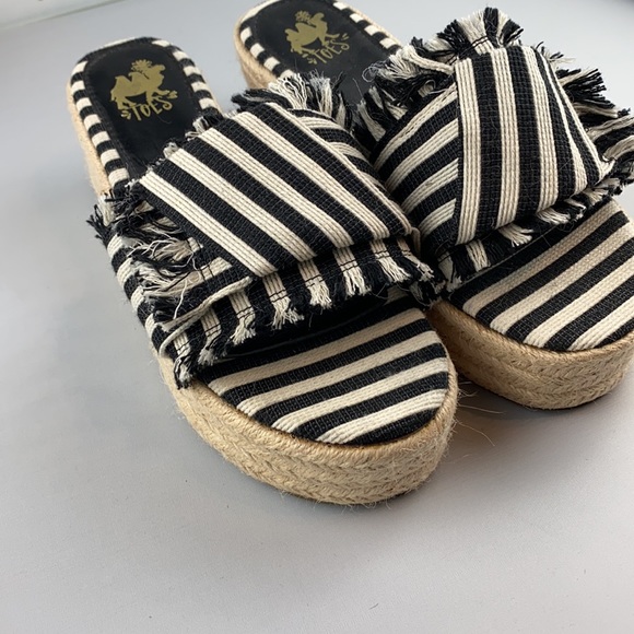 Toes espadrille canvas striped slides size 9 - Picture 2 of 6